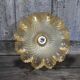 Vintage yellow glass suspension with corolla, glass chandelier, ceiling lamp.
