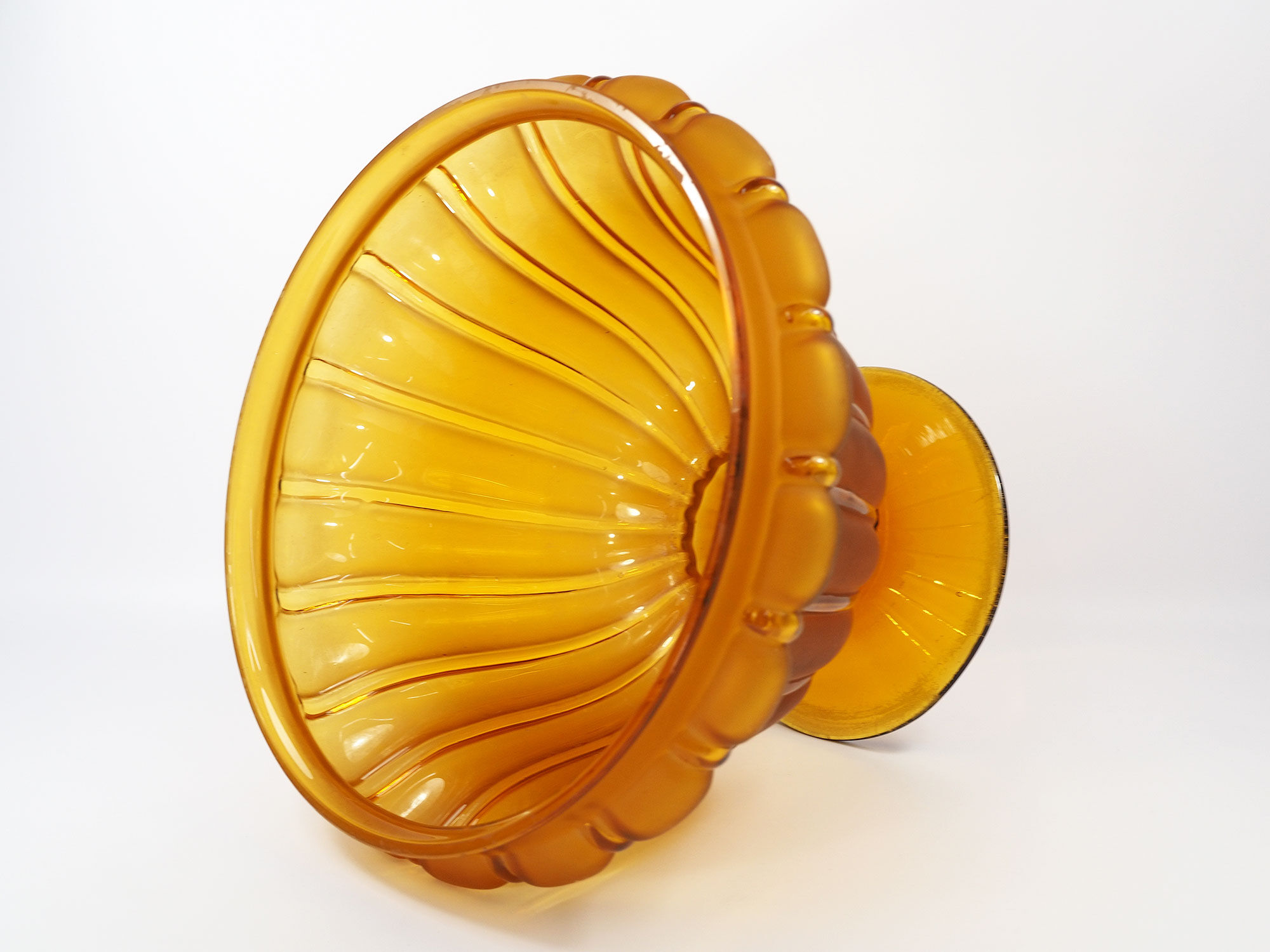Art Deco Amber Glass Centerpiece Bowl-Circa 1930s