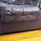 1970s brown leather modular sofa