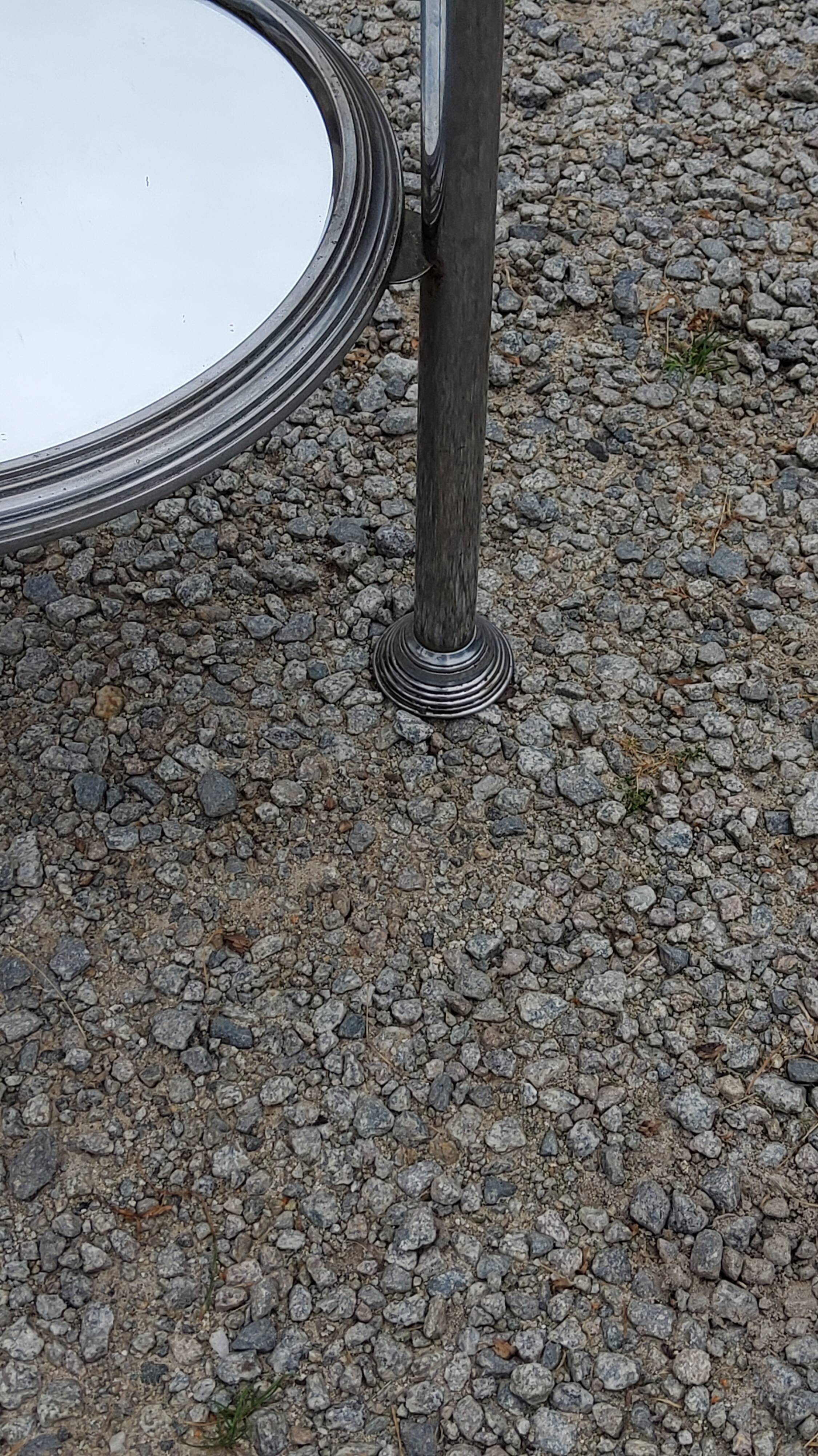 Art Deco side table, end table in chromed metal and mirror, 1930