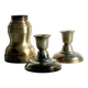 Industrial candle holders steel and silver bronze vintage