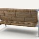 Vintage bench in braided rope and painted wood, 1950s-60s.