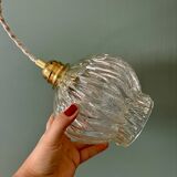 Vintage globe pendant light in molded glass