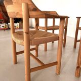 Rainer Daumiller Dining Chairs in Pine and Paper Cord, 1970s