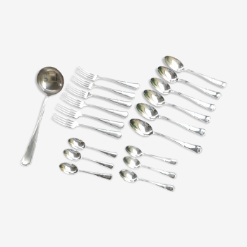 Set forks,spoons, ladle.silver metal