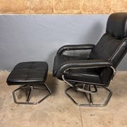 Chrome leather footrest in Danish design by Unico