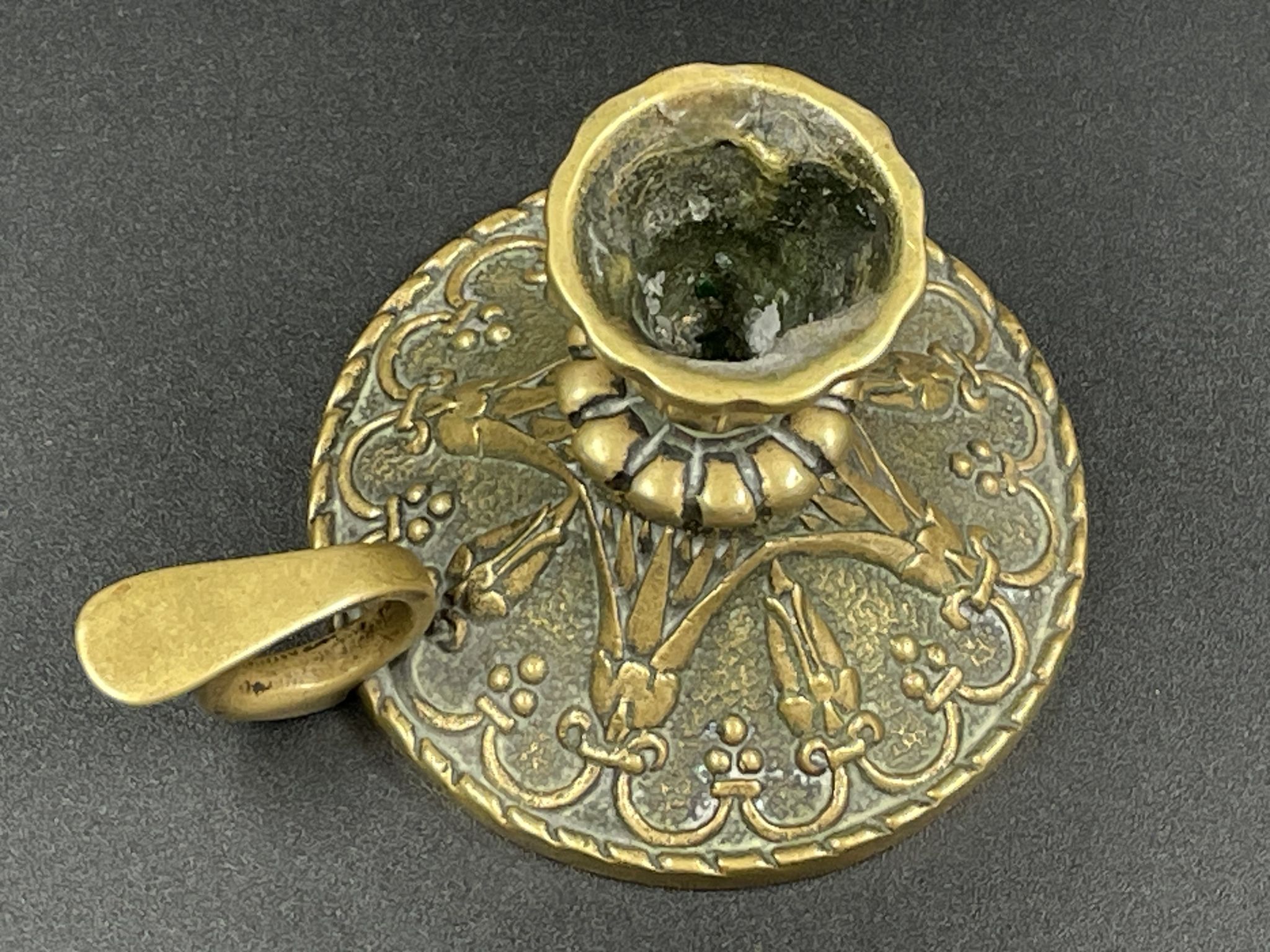 Solid Bronze candle holder, said candle holder for walking or Cellar Rat