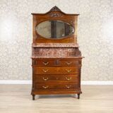 Interwar Walnut Vanity Dresser with Marble Top, 1930s