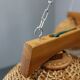 1970s Czechoslovakian rattan & pine pendant light, three-shade chandelier