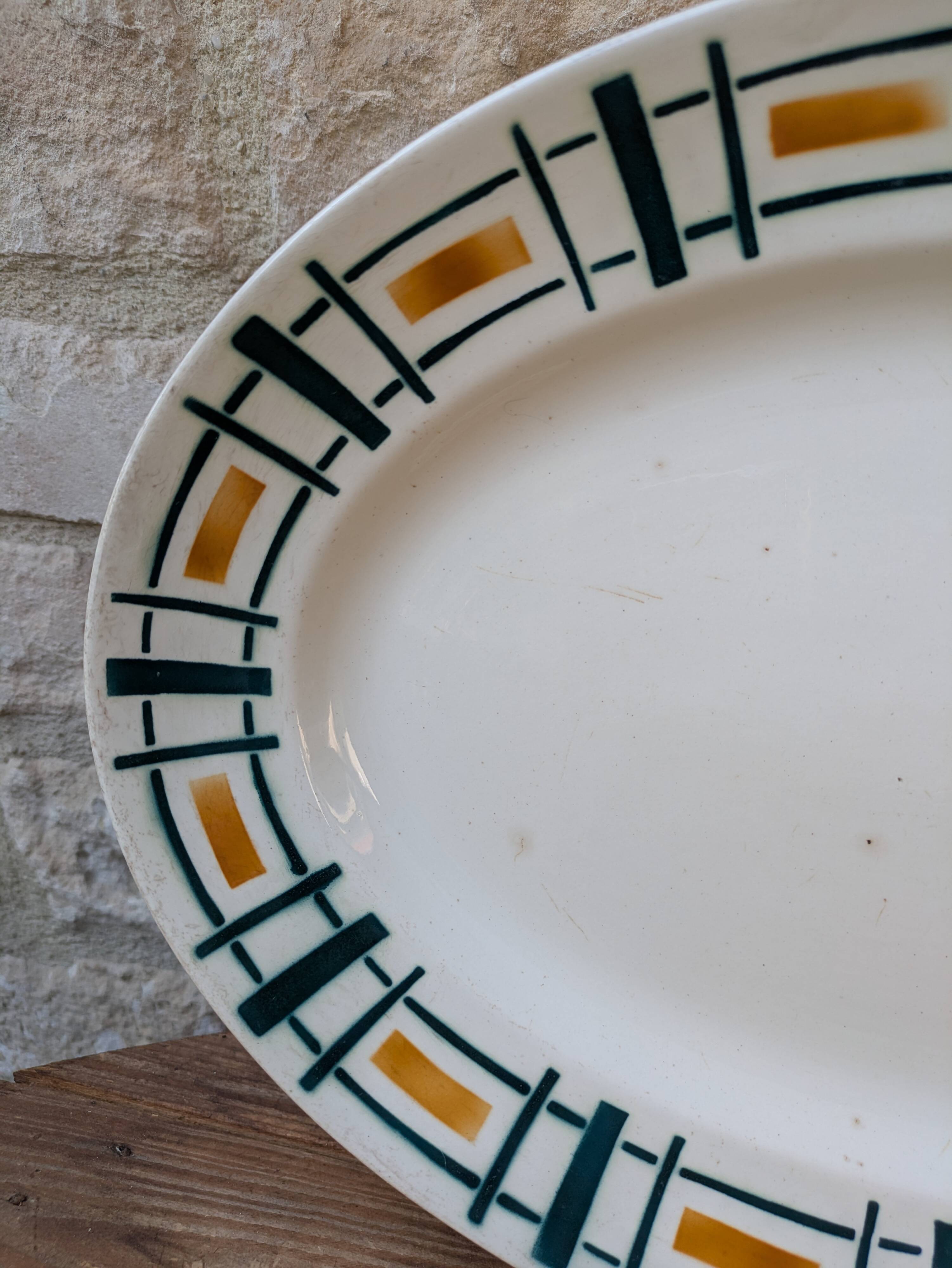 Antique Badonviller Quiberon dish – Art Deco iron earthenware