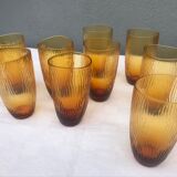 Suite de neuf verres à orangeade 1950/60