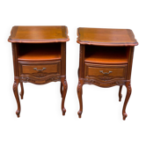 2 tables de chevet Louis XV en merisier 1960