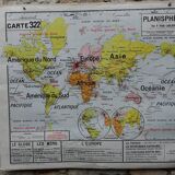Old school map Vidal Lablache planisphere N° 322