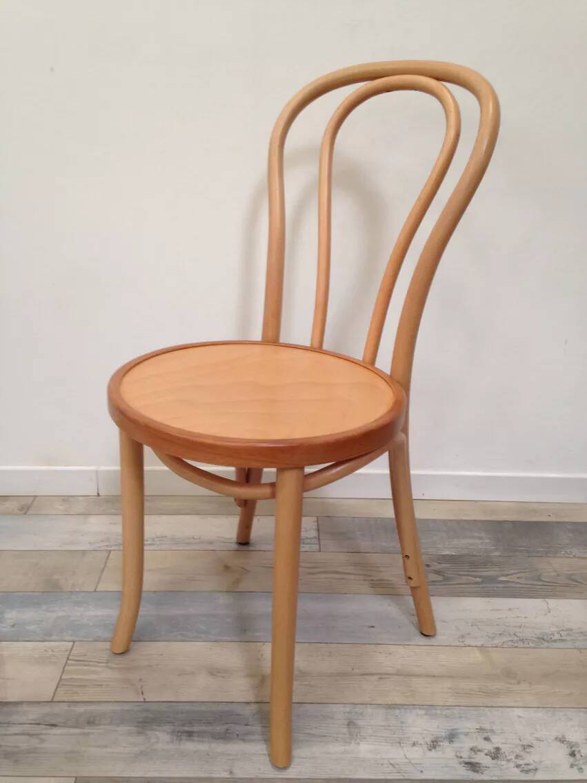 Pair of curved wooden bistro chairs