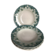 5 assiettes creuses Sarreguemines bord ondulé bleu fleurs blanches