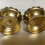 Pair of flower candle holders in gold metal