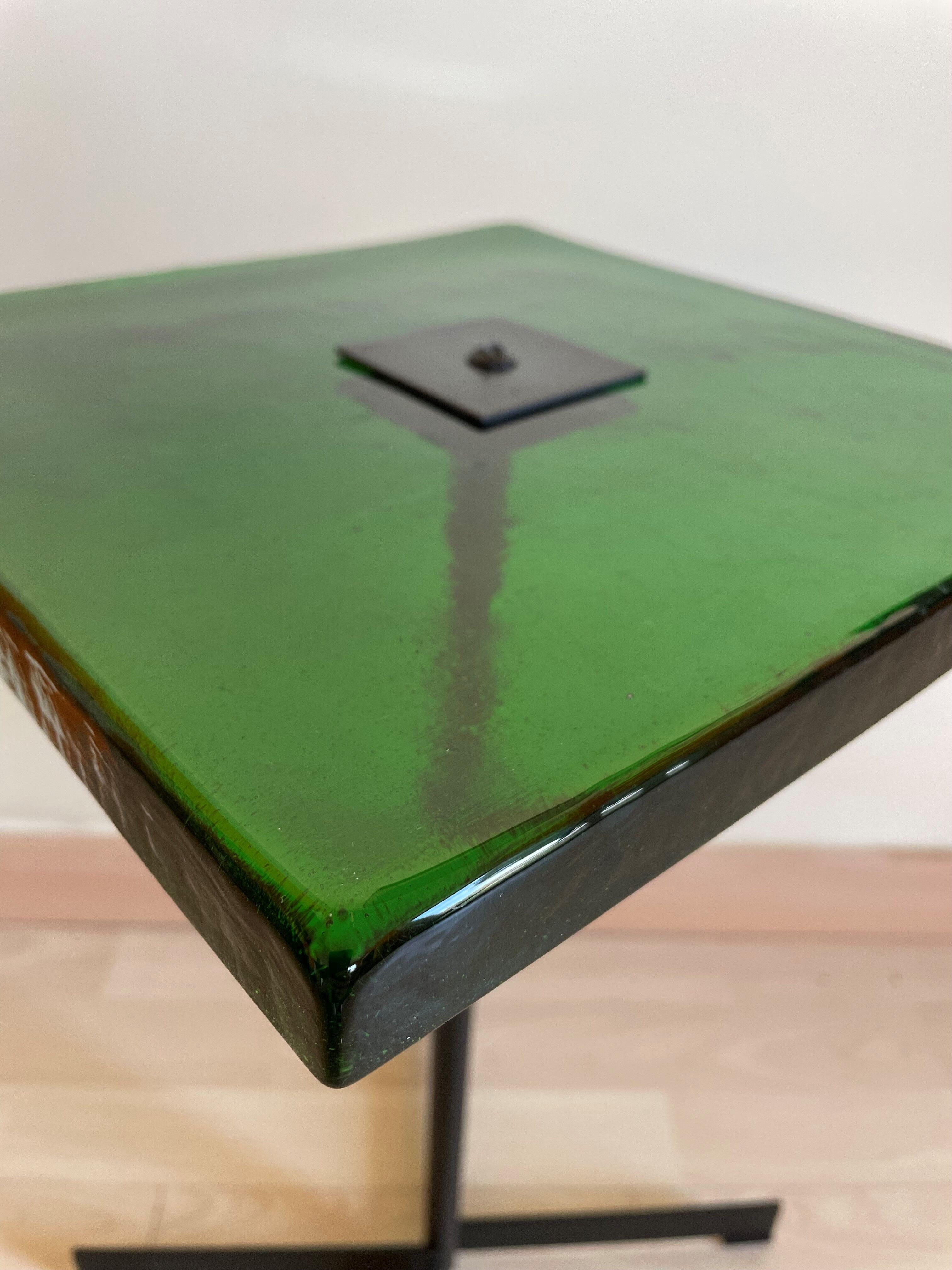 Vintage handcrafted glass side table