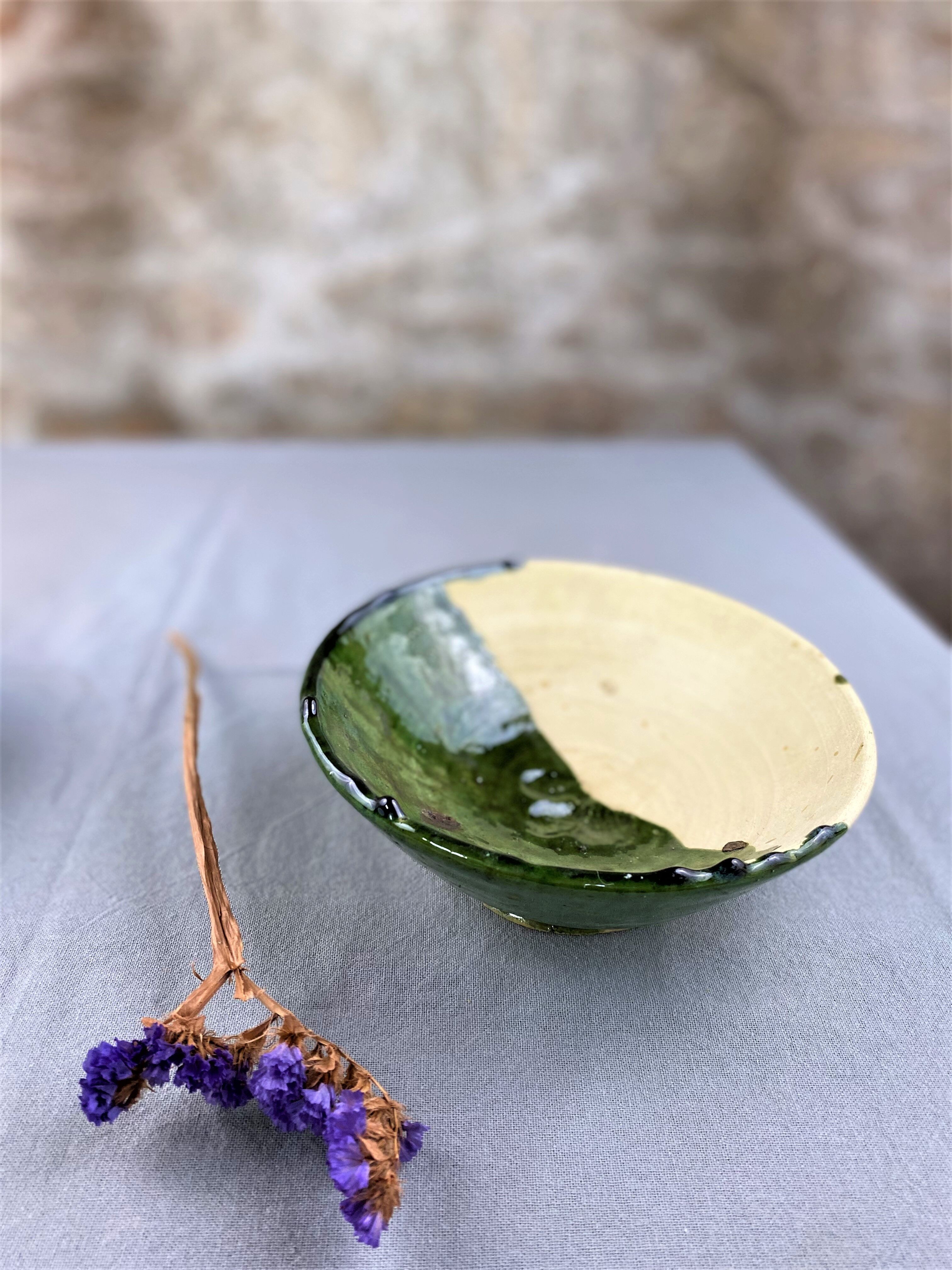 Two-tone enamelled terracotta bowl