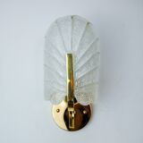 "Leaf" wall lamp by Lyfa, frosted Murano glass, Germany, 1970
