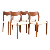 Chaises Modèle 71 en Teck par Niels Otto (NO) Møller pour JL Møllers, 1950