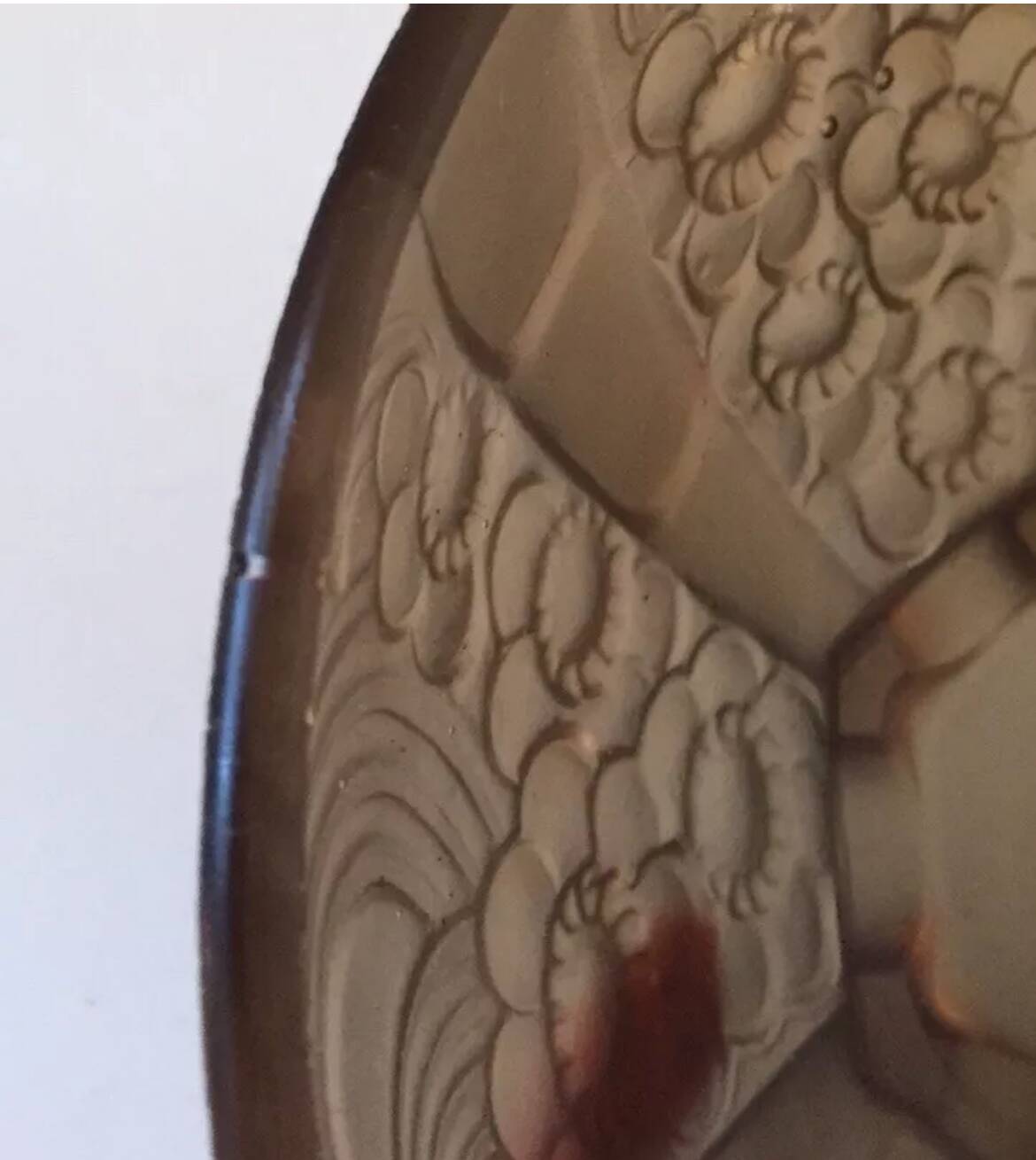 Art Deco smoked molded glass bowl signed Stella