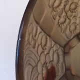 Art Deco smoked molded glass bowl signed Stella