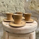 Ensemble 4 tasses à café et 4 soucoupes Longchamp en grès