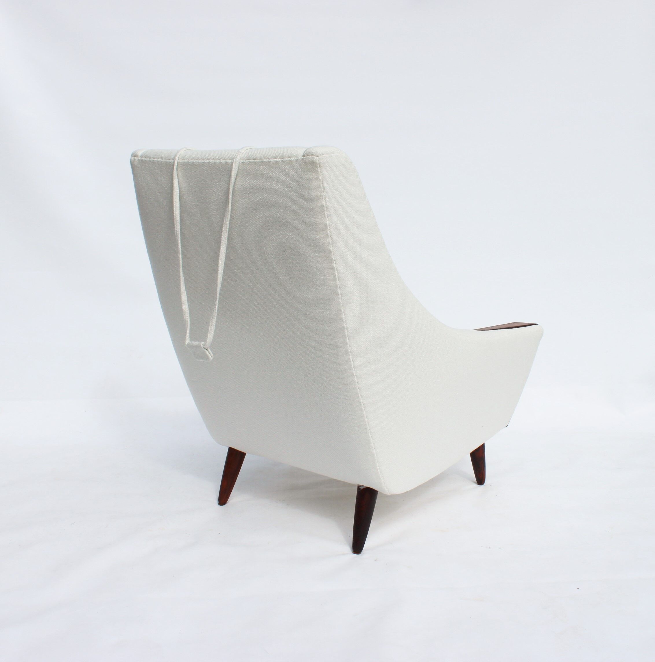 Fauteuil en tissu blanc de conception danoise, années 1960