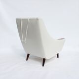 Fauteuil en tissu blanc de conception danoise, années 1960