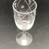 Tube-shaped stemmed glasses in worked glass with a “drop” pattern – MOCA7