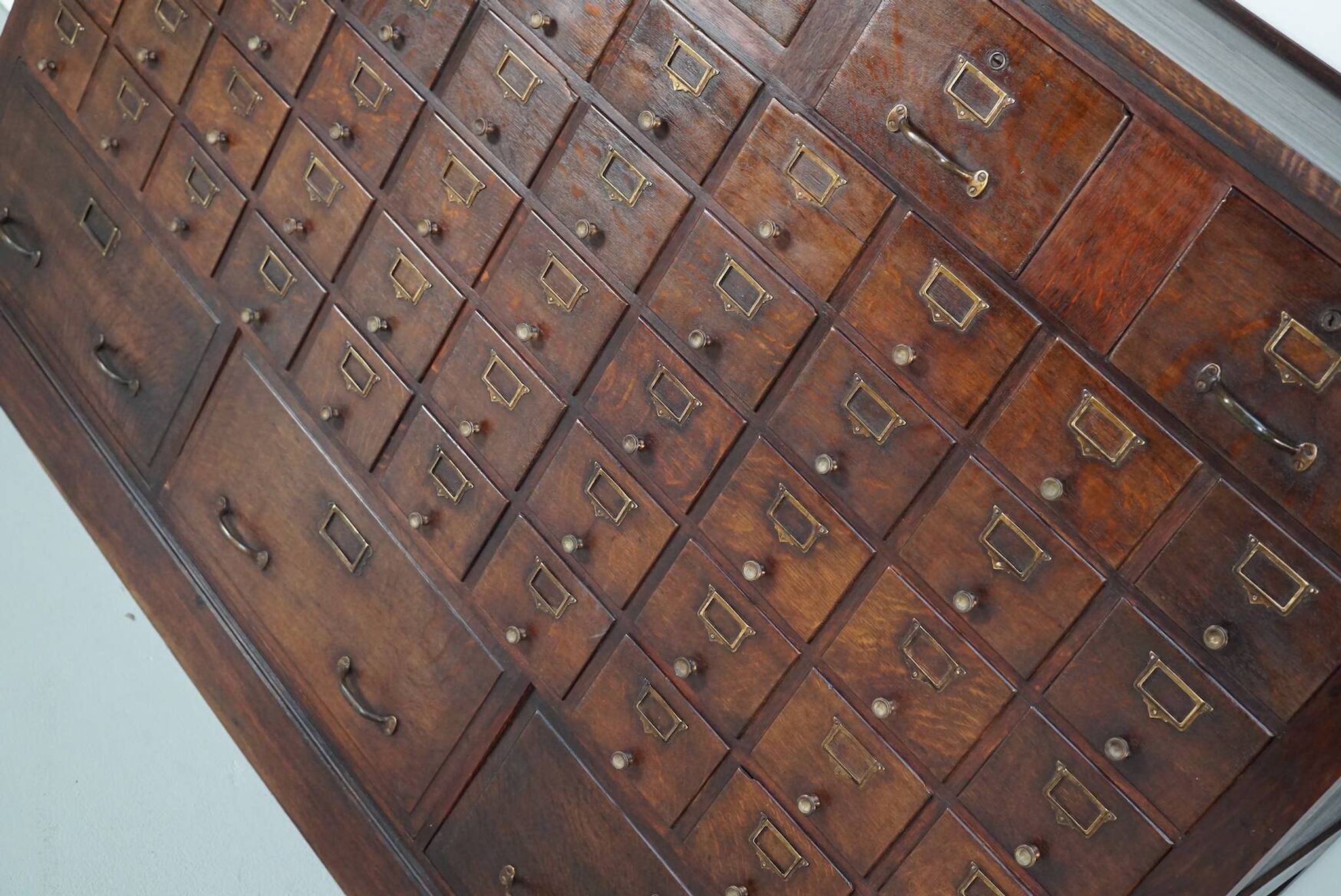 Large French oak notary apothecary cabinet / filing cabinet, 1920/30s