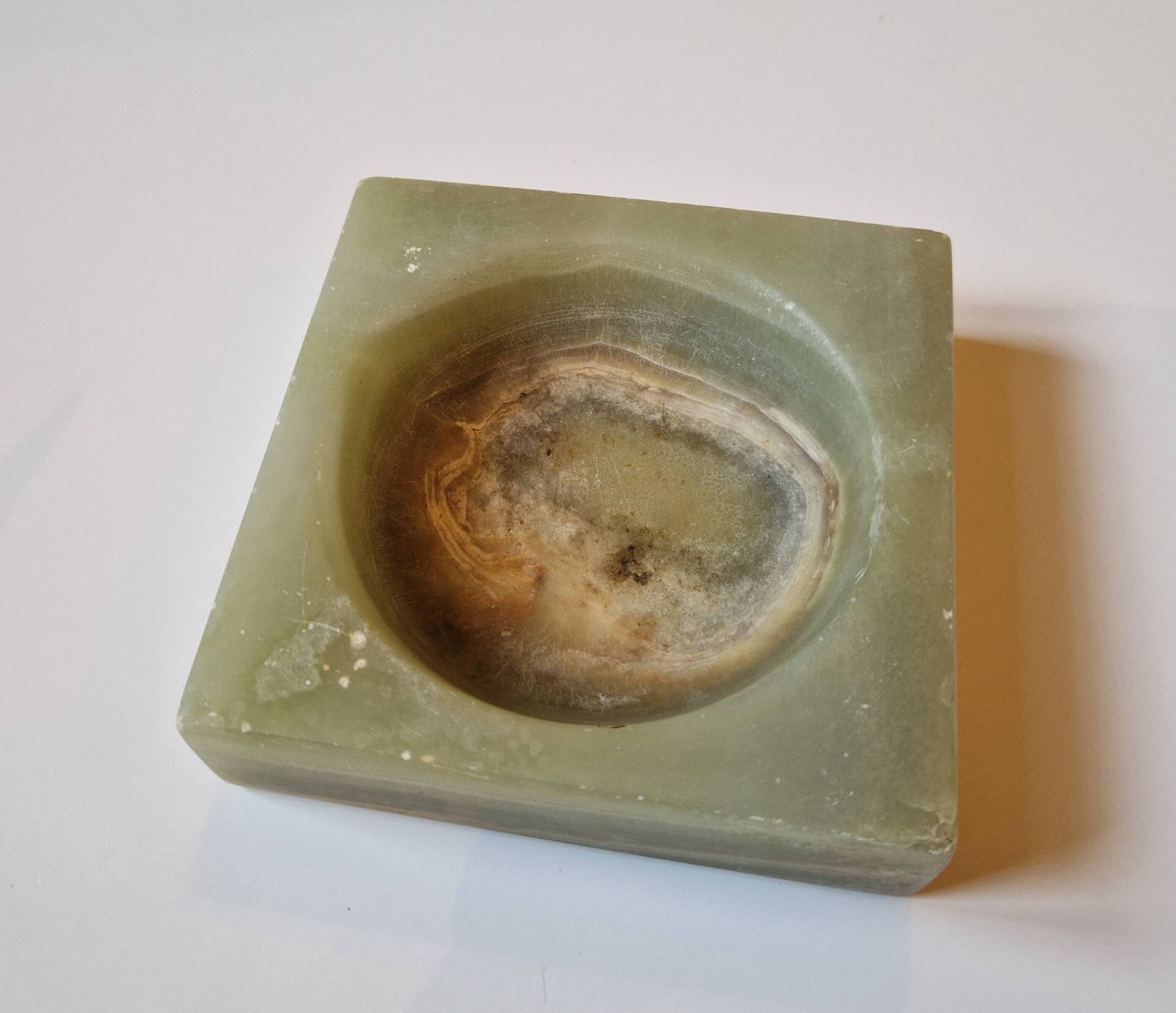 Green onyx ashtray catchall, Italian vintage 1960s