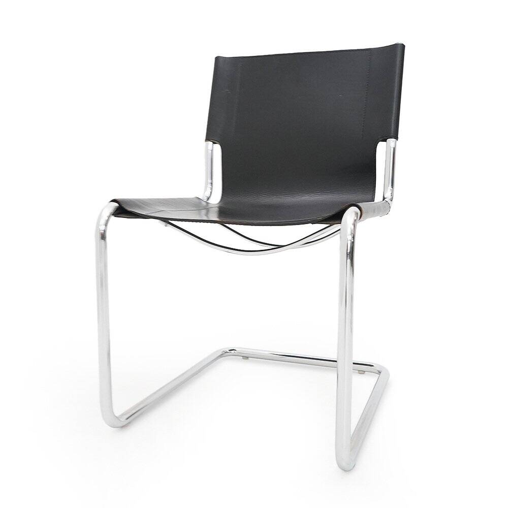 Pair of metal and leather chairs by Carlo Bartoli for T70, 1970s.