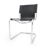 Pair of metal and leather chairs by Carlo Bartoli for T70, 1970s.