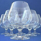 Suite of six tasting glasses of colorless crystal cognac