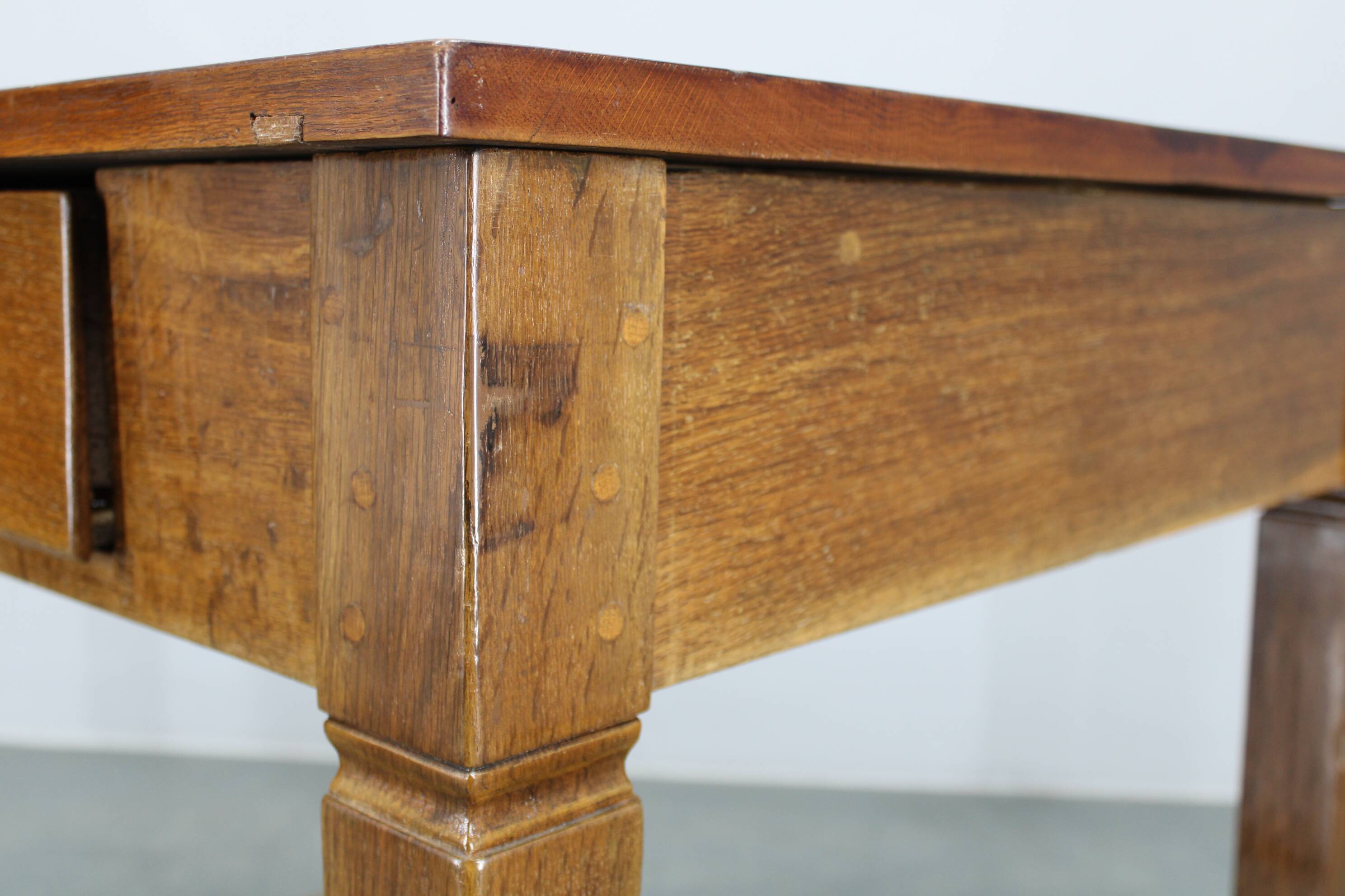 1930s Restored Antique Oak Table, Czechoslovakia