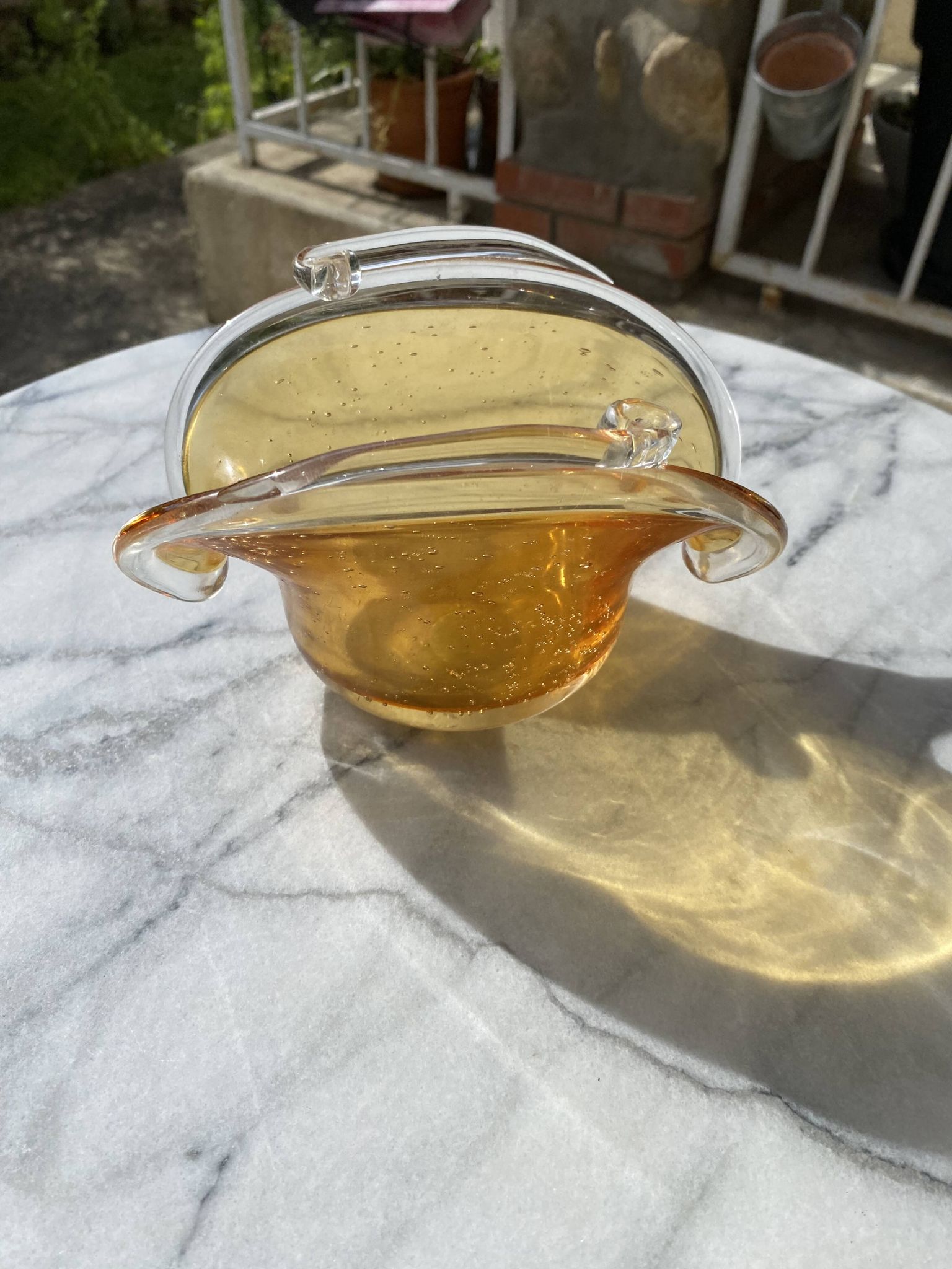 Vintage en Verre Bullé Ambré