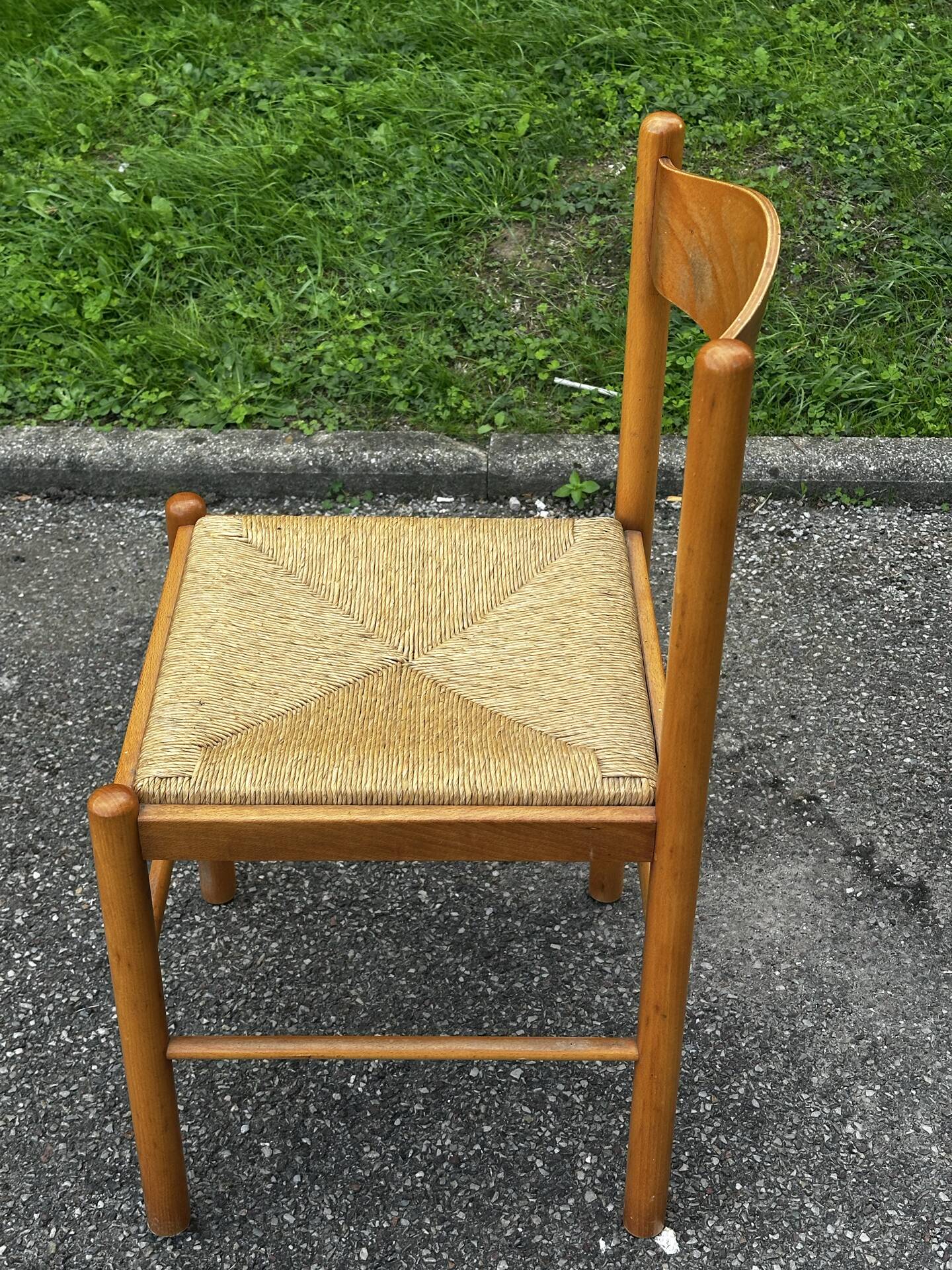 Paire de chaises en bois et paille – années 50-60