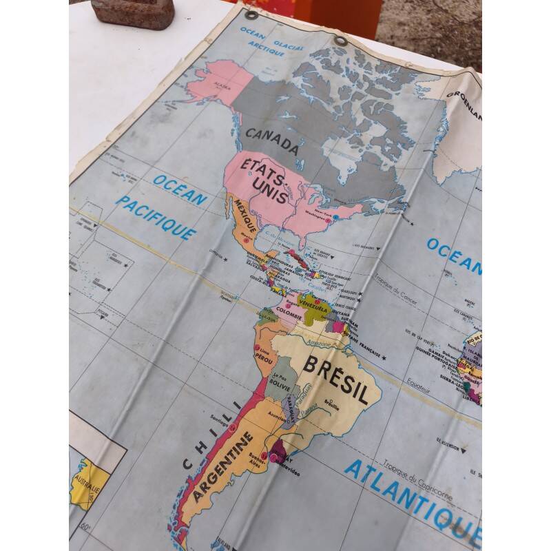 Laminated world map by P. Serryn 1972