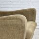 1970s, Danish armchair, original green furniture velour, teak wood legs.
