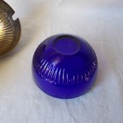 Sucrier en métal et verre bleu