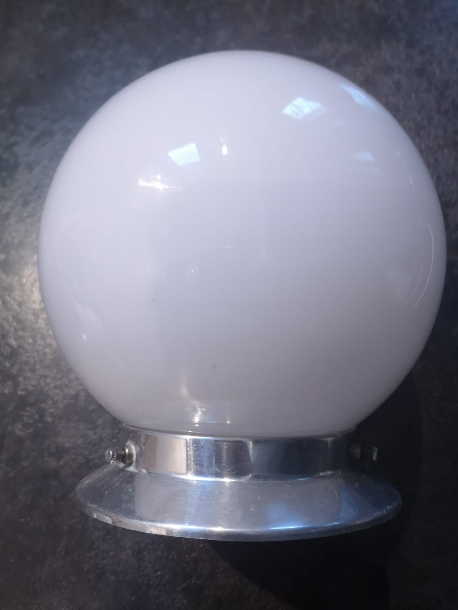 Ceiling lamp old opaline globe white base metal art deco 1930 ø 15 cm 1