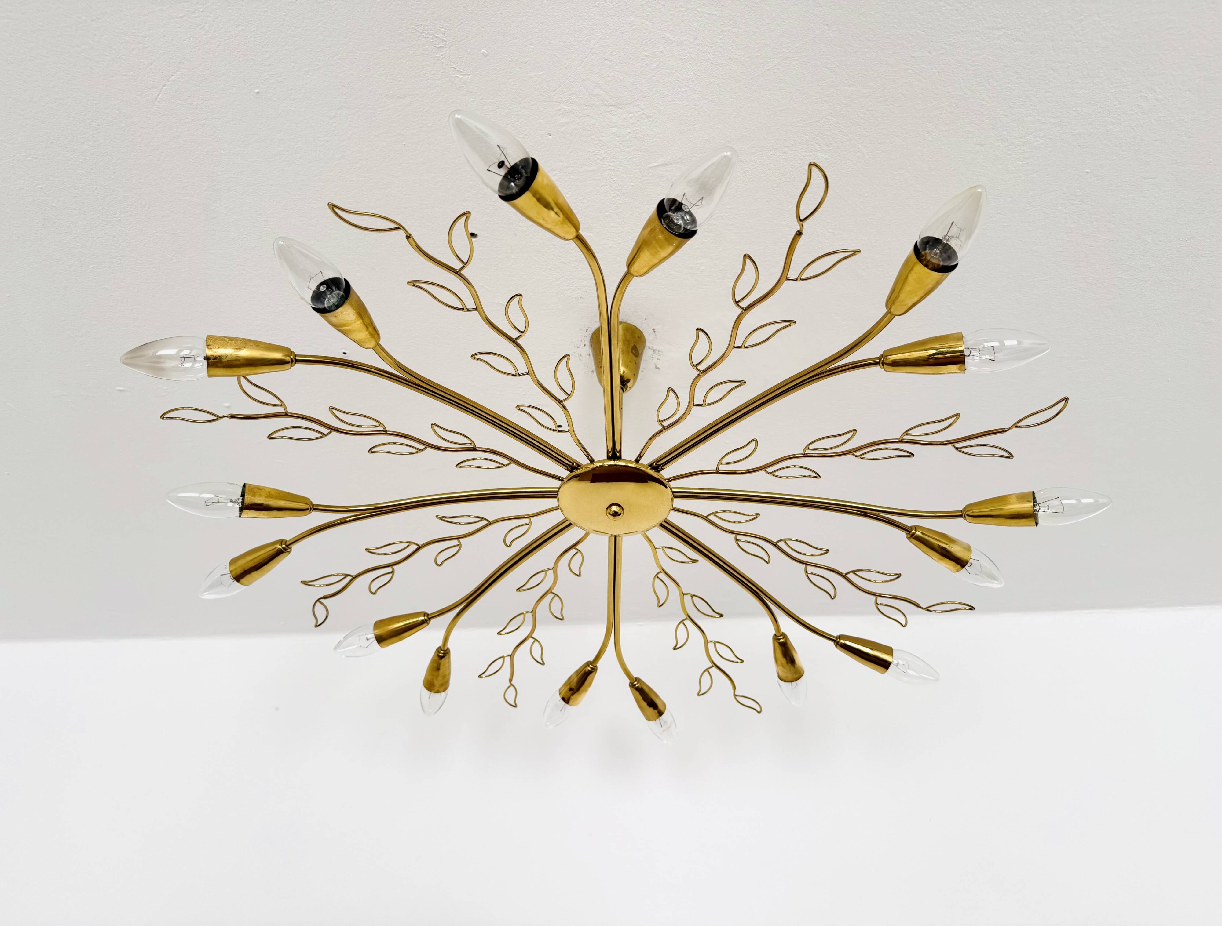 Large Austrian Brass Chandelier by Rupert Nikoll
