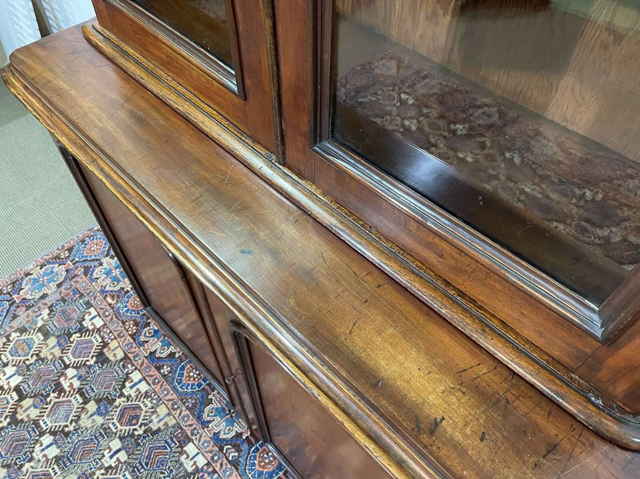 19th century English mahogany two-part bookcase