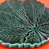 1960s vine leaf trivet glazed ceramic