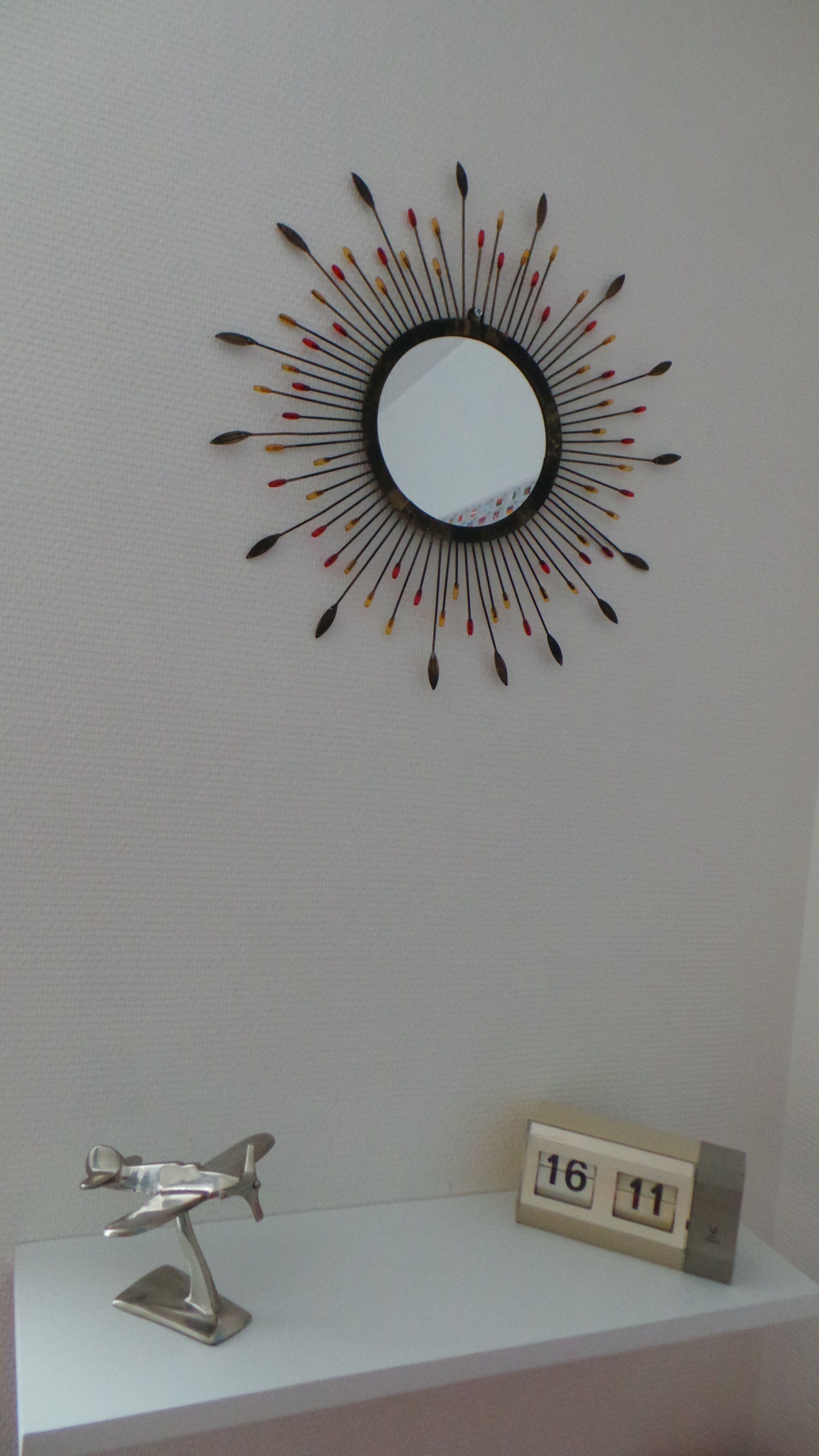 Miroir soleil vintage, 45 x 45 cm