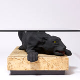 Panther coffee table on stone base and glass tablet