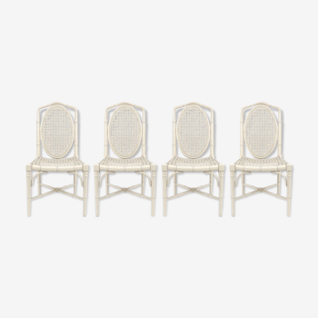 Ensemble de 4 chaises de salle à manger en faux bambou, années 1970