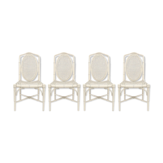 Ensemble de 4 chaises de salle à manger en faux bambou, années 1970
