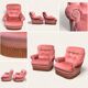 Pair of pink tufted velvet frog chairs from the 1970s.